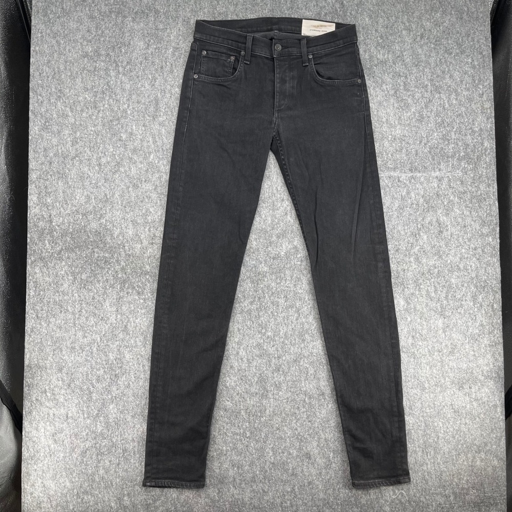 Rag & Bone Jeans Mens Size 30x29 Black Standard Issue Fit 1 Extra Slim Button